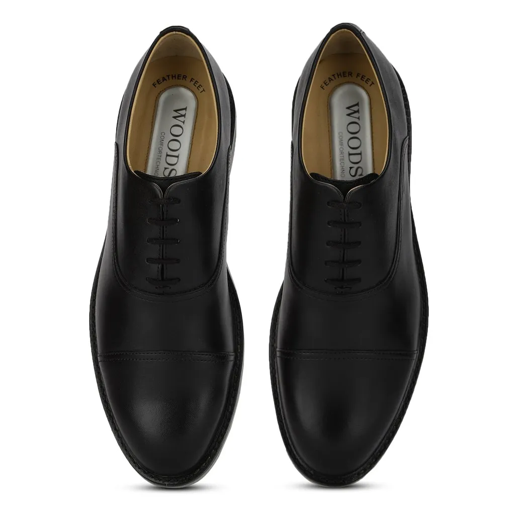 Woods Classic Black Leather Oxford Shoe for Men - Thumbnail 6