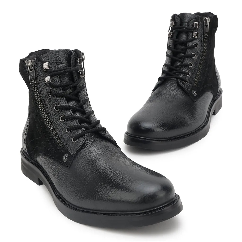 Black high-top boot for men - Thumbnail 2