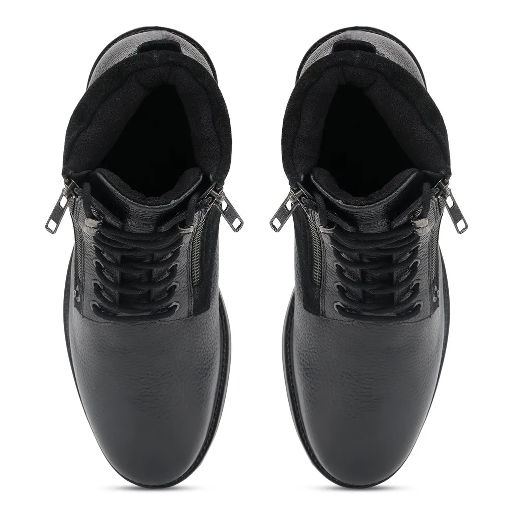 Black high-top boot for men - Thumbnail 3