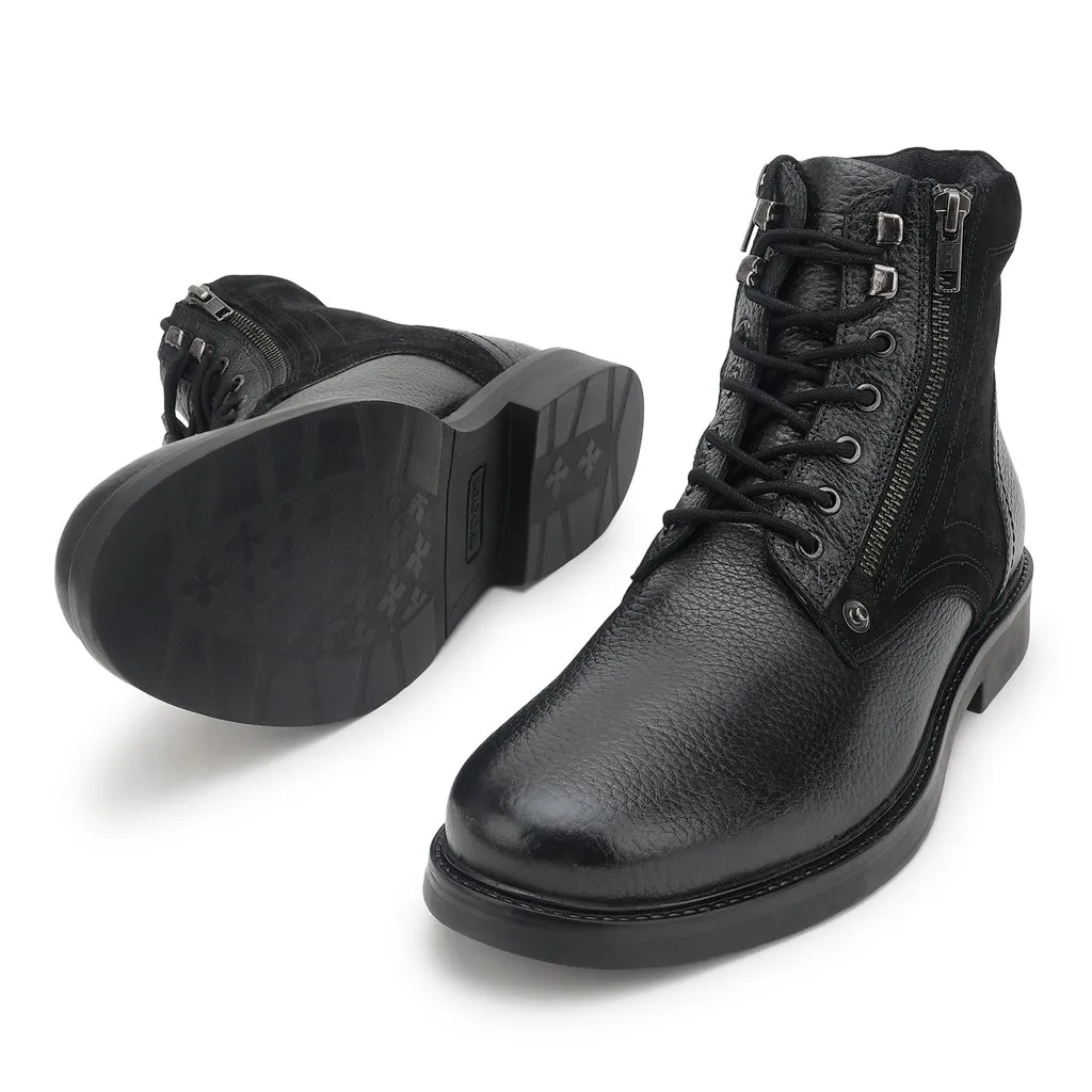 Black high-top boot for men - Thumbnail 4