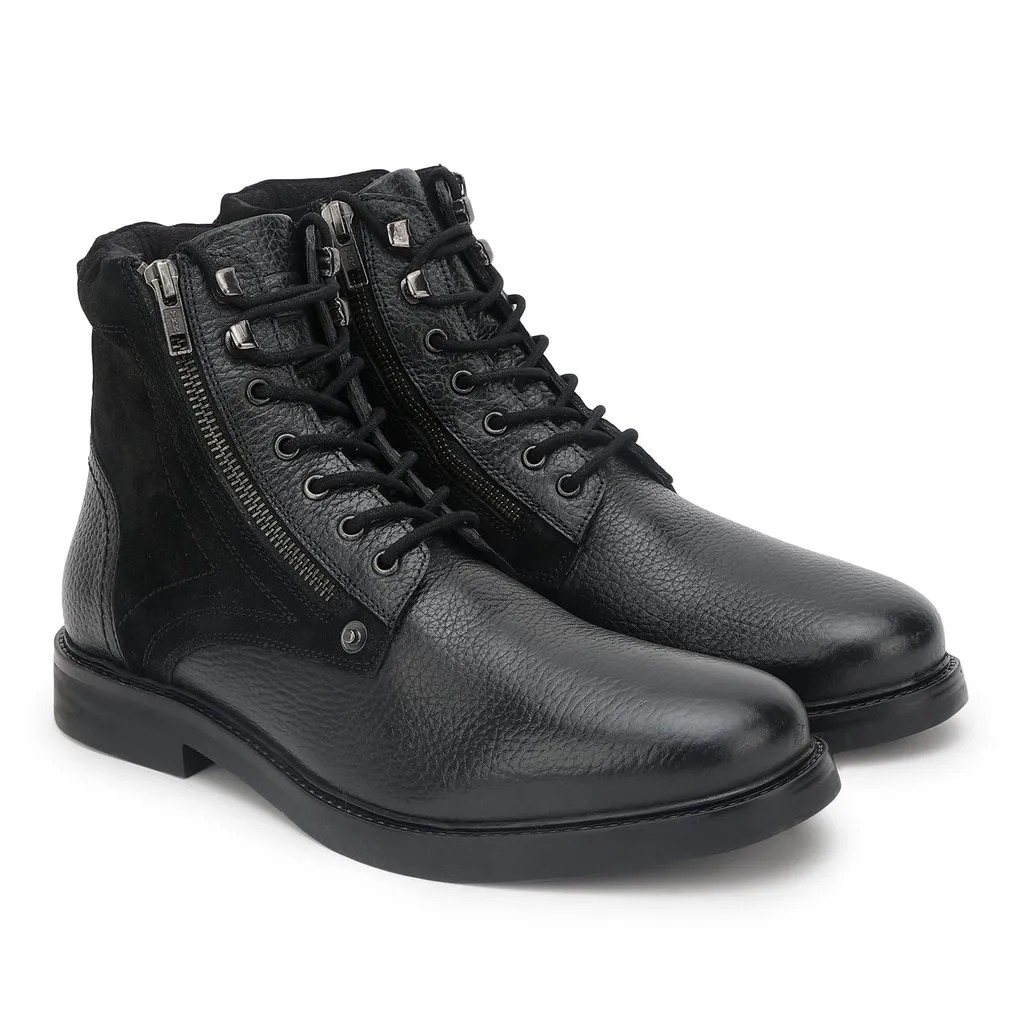 Black high-top boot for men - Thumbnail 6
