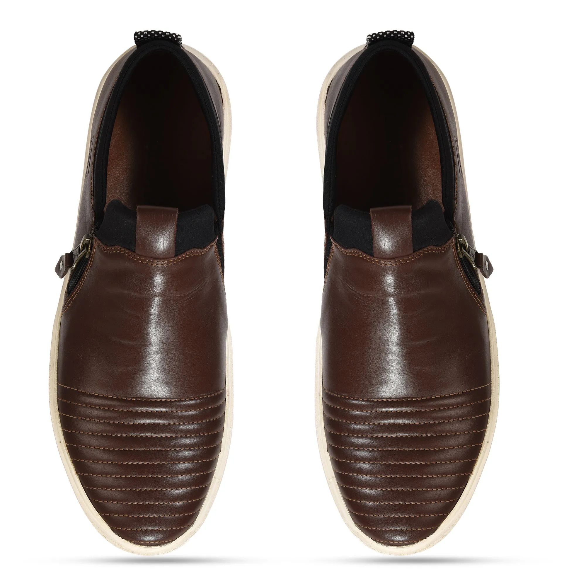 Brown casual slip-on shoes for men - Thumbnail 3