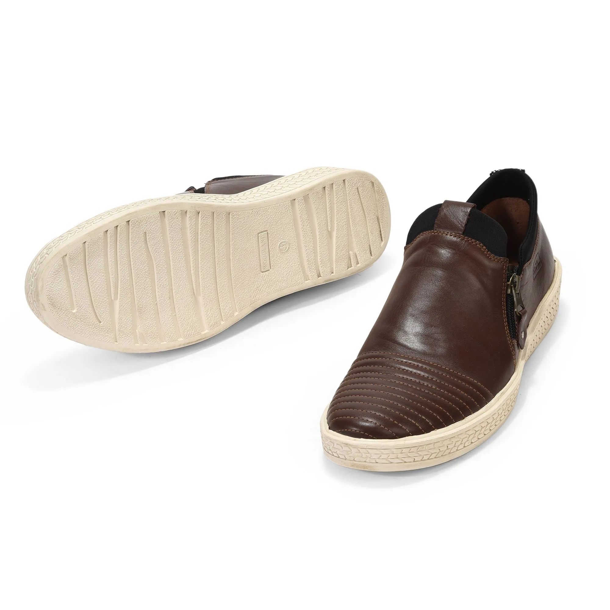 Brown casual slip-on shoes for men - Thumbnail 4
