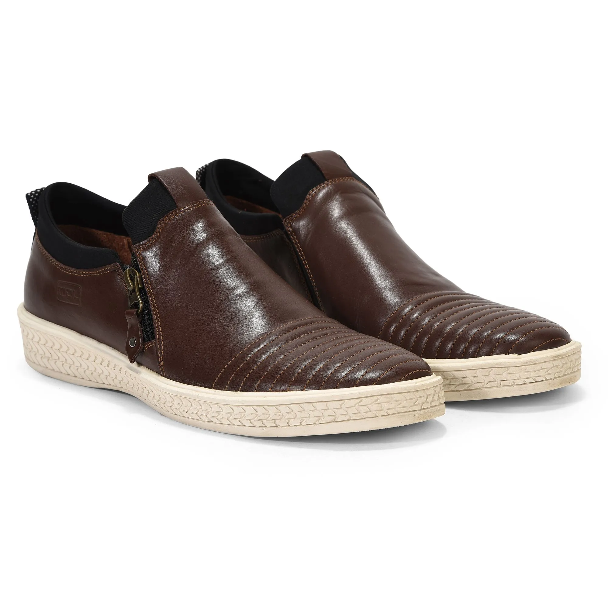 Brown casual slip-on shoes for men - Thumbnail 6