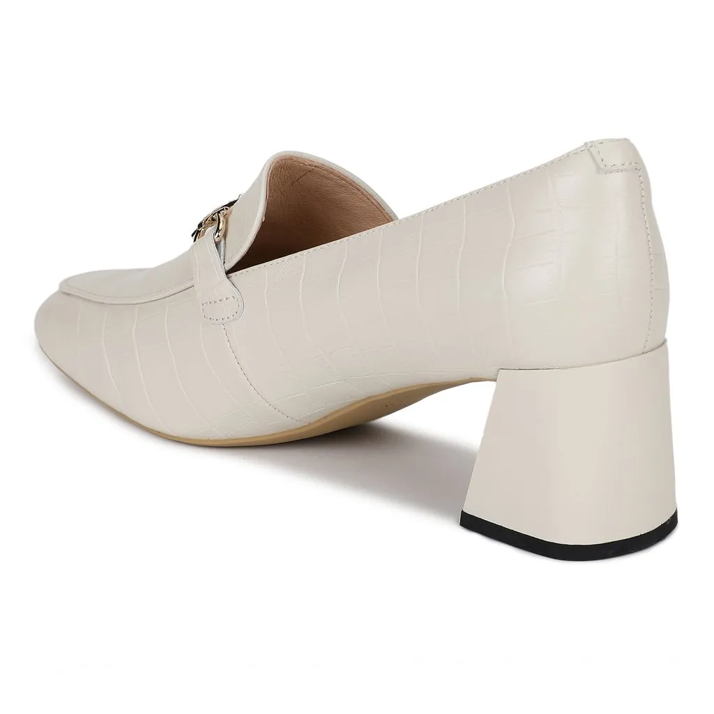 Beige Block Heel Shoes for Women - Thumbnail 3