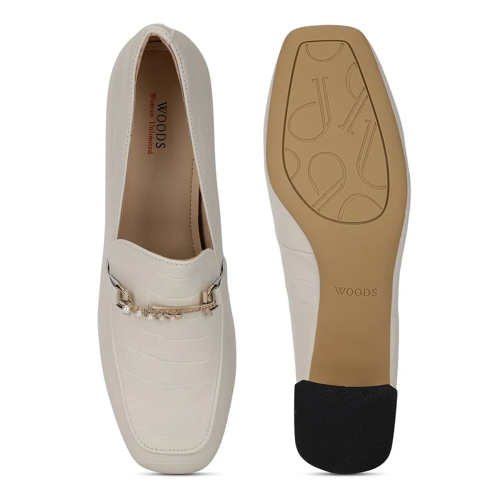 Beige Block Heel Shoes for Women - Thumbnail 5