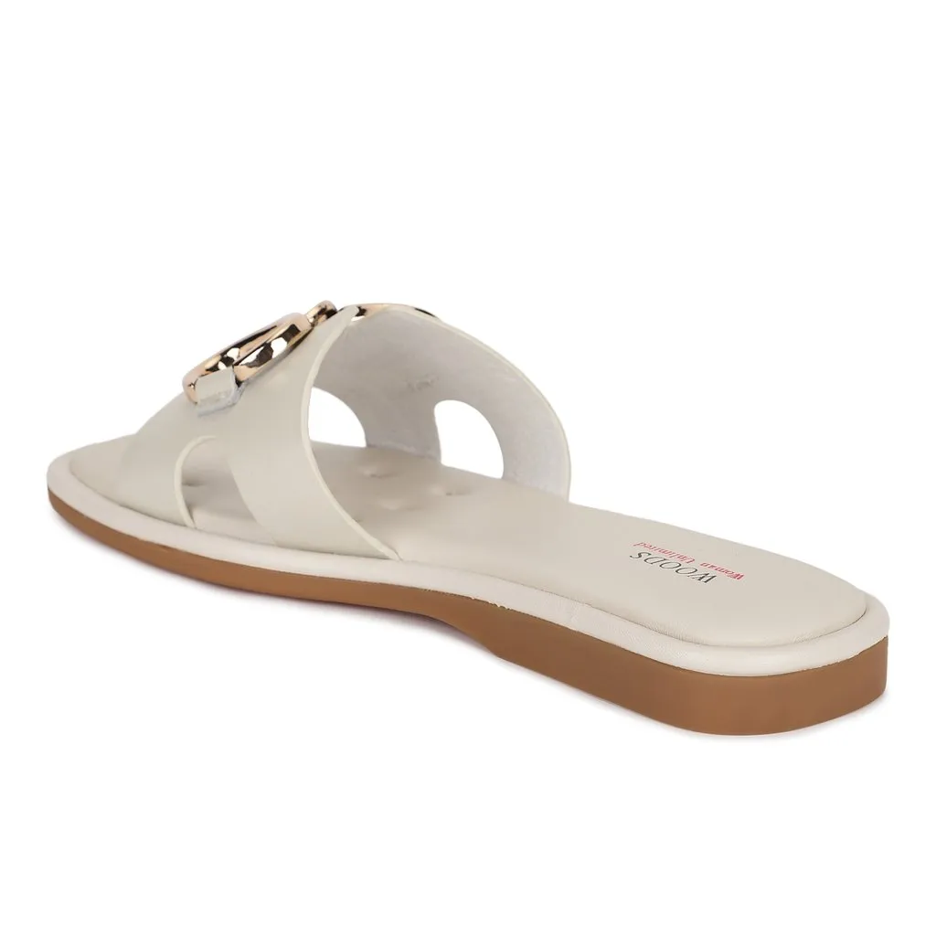 White Slide Sandal for Women - Thumbnail 3