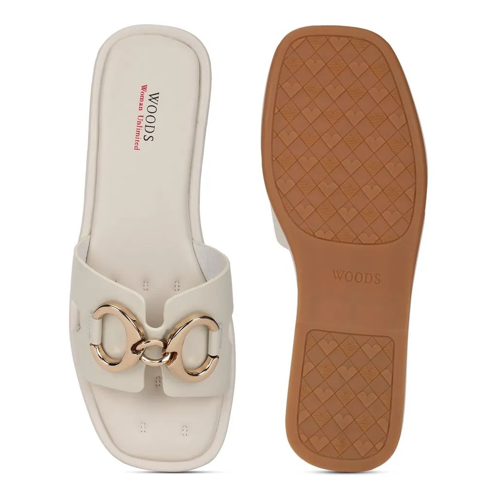 White Slide Sandal for Women - Thumbnail 5