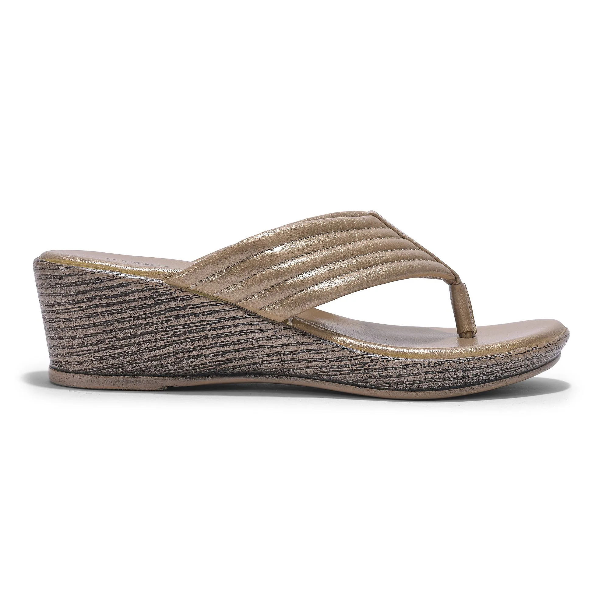 GOLD wedge slippers for women - Image 1