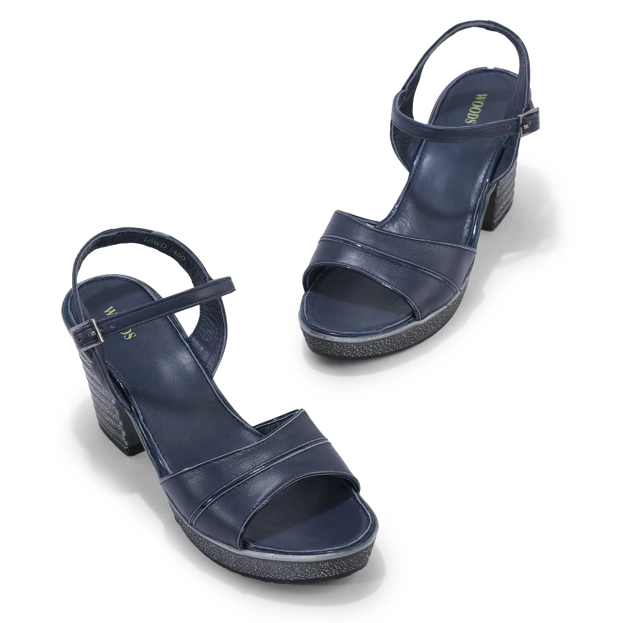 Blue block heel sandal - Thumbnail 2