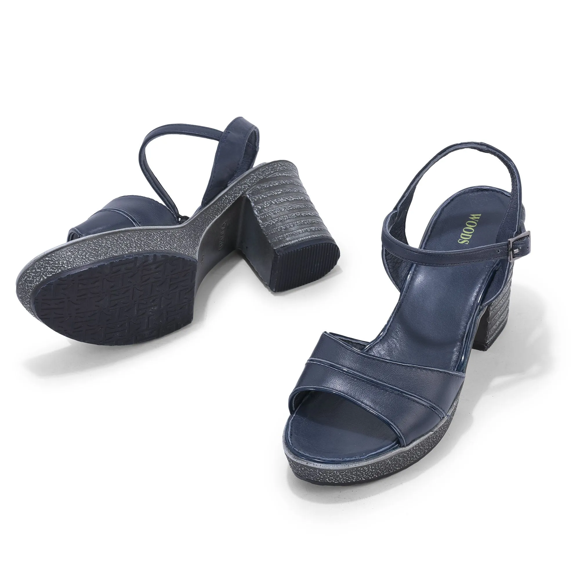 Blue block heel sandal - Thumbnail 4