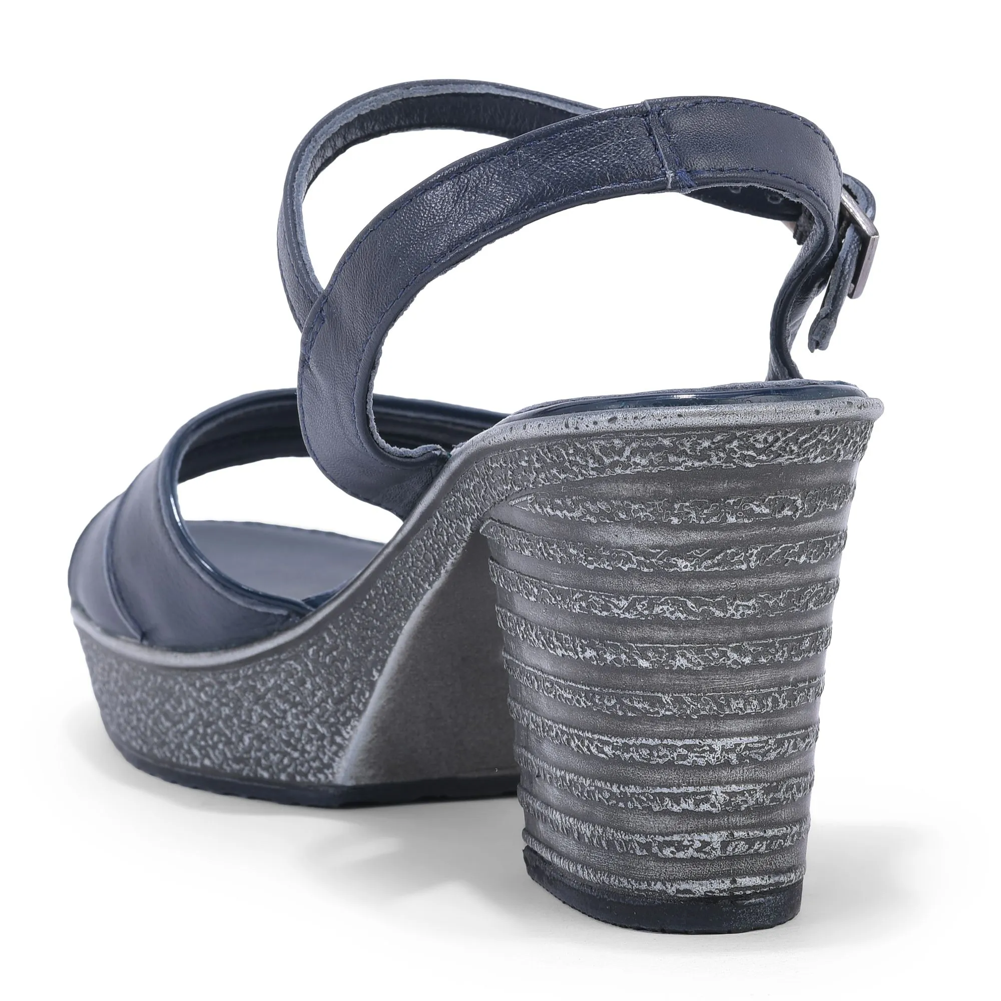 Blue block heel sandal - Thumbnail 5