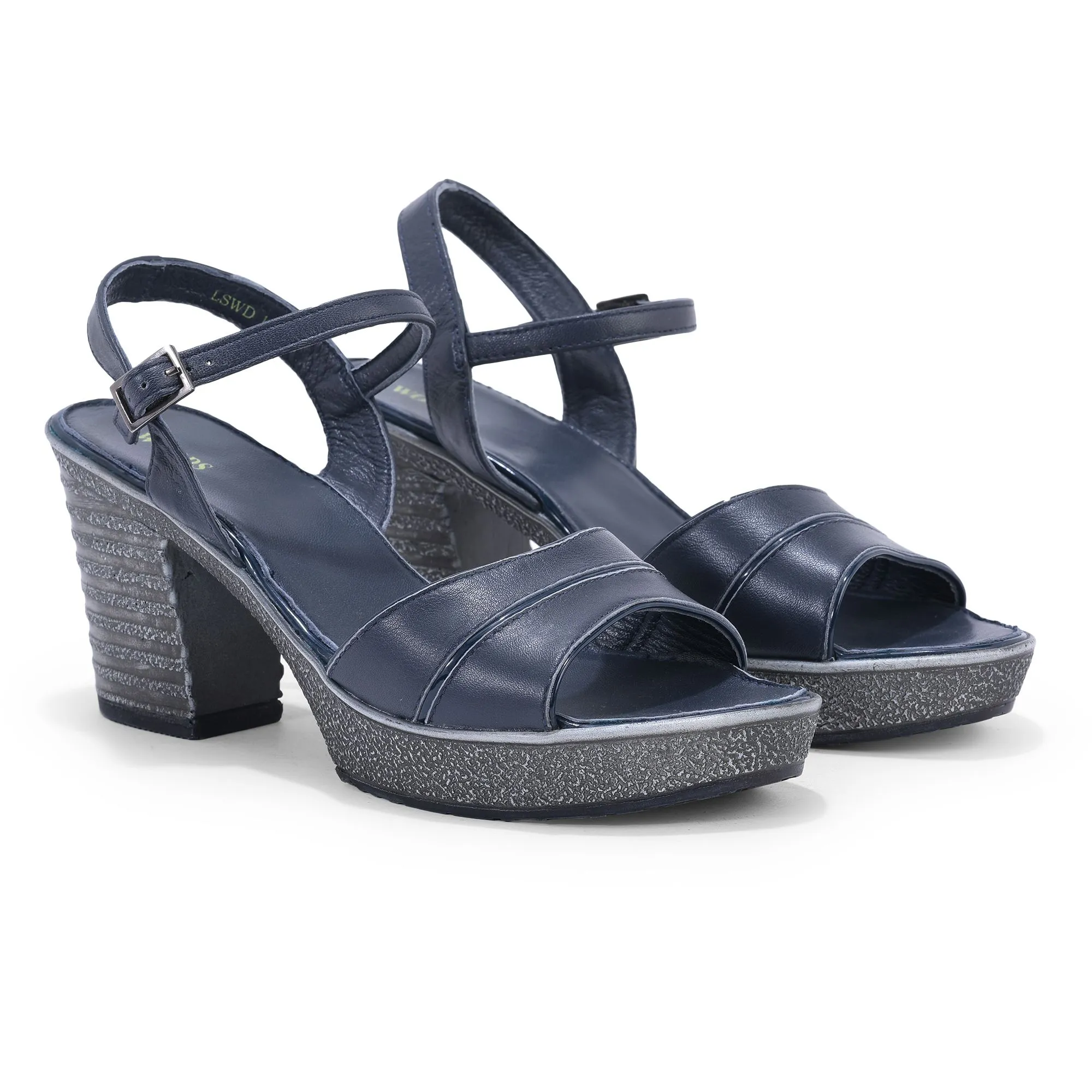 Blue block heel sandal - Thumbnail 6