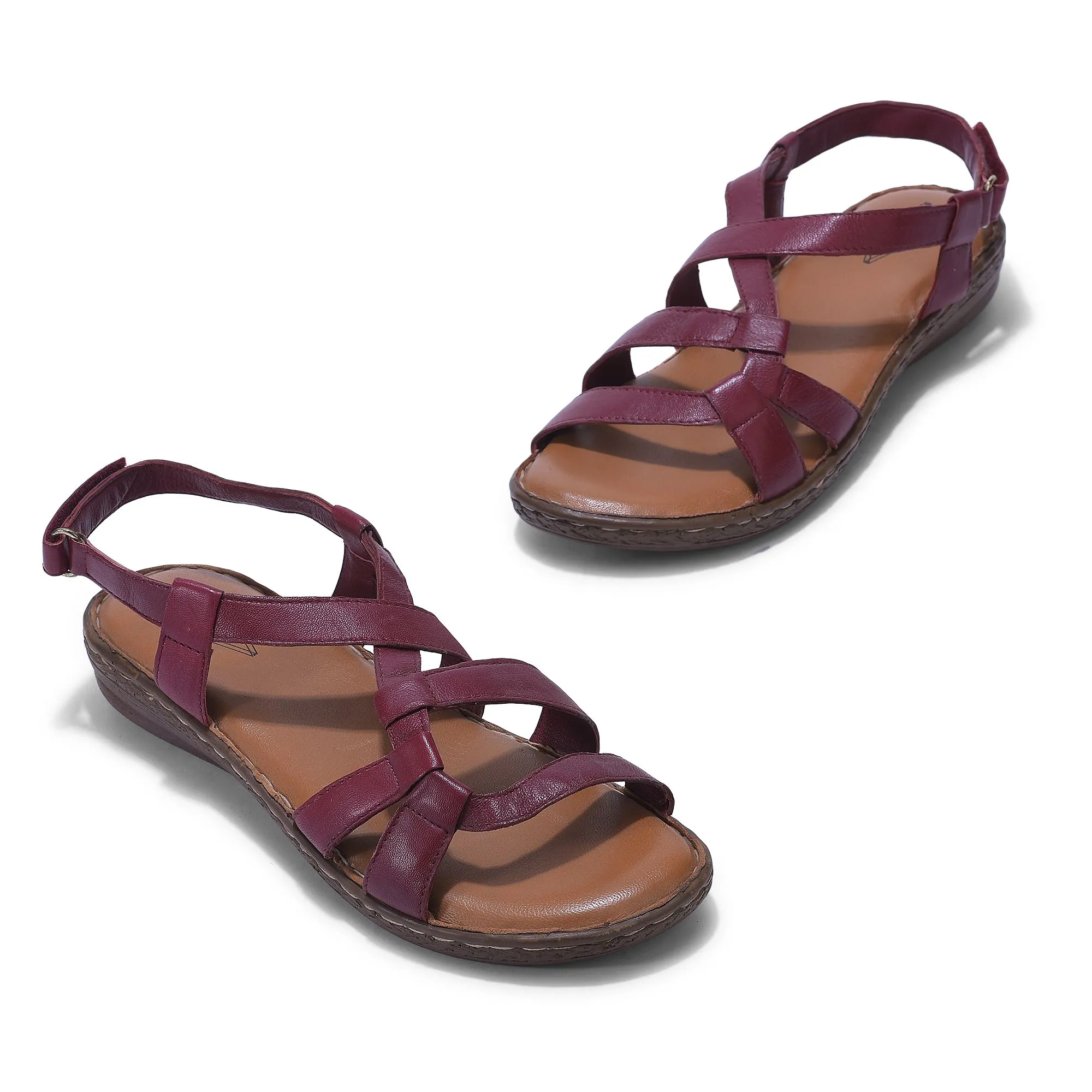 Maroon sandal for women - Thumbnail 2