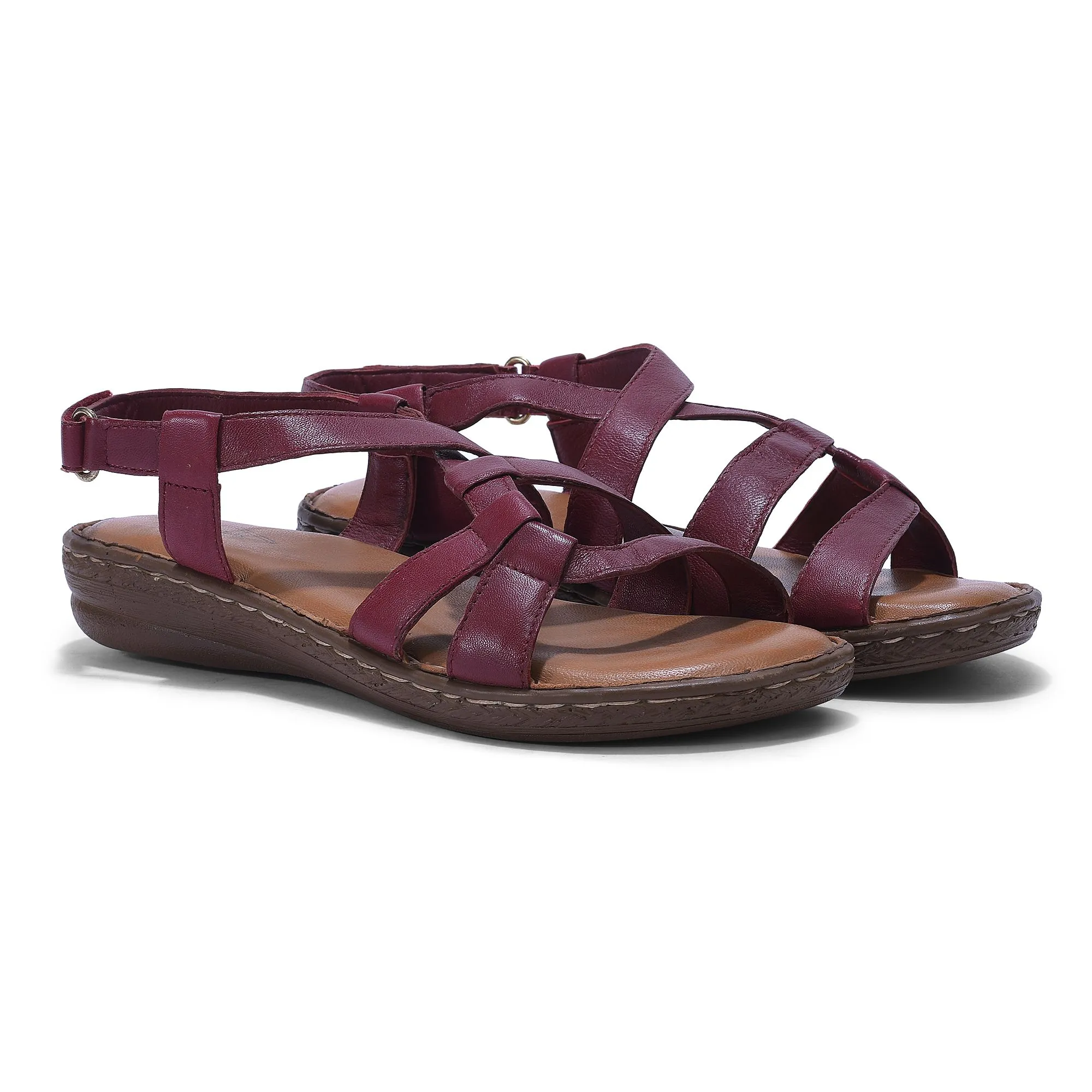 Maroon sandal for women - Thumbnail 6
