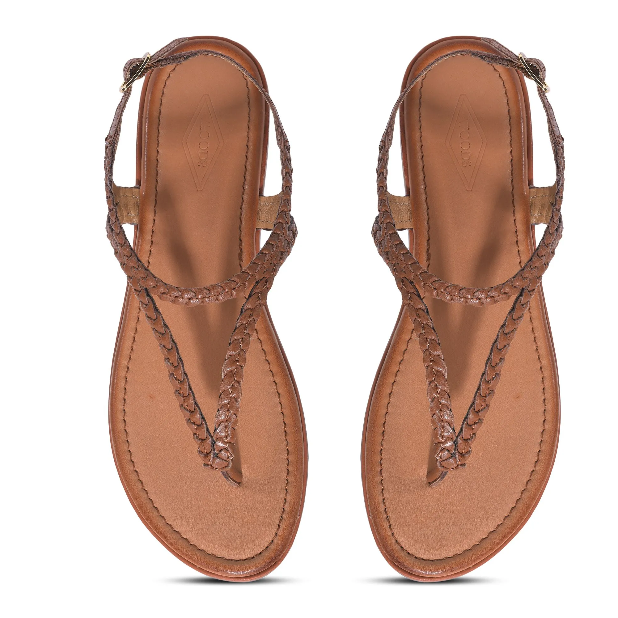 Tan t-strap sandal for women - Thumbnail 3