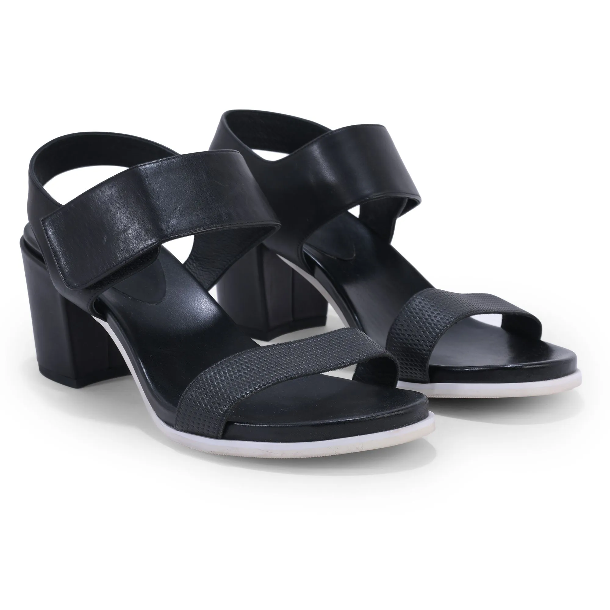 BLACK block heel sandals - Thumbnail 6