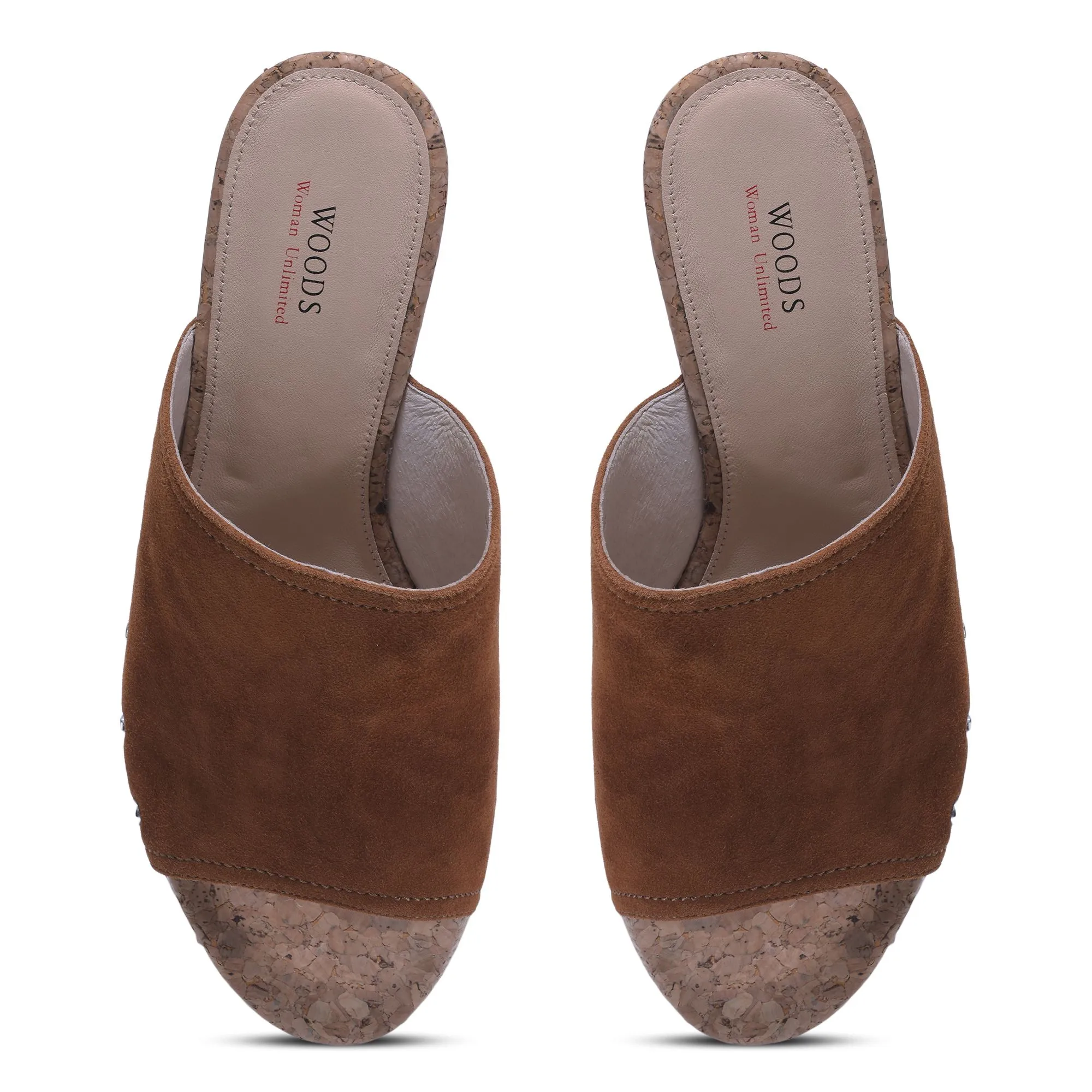 TAN wedge heel sandals for women - Thumbnail 3
