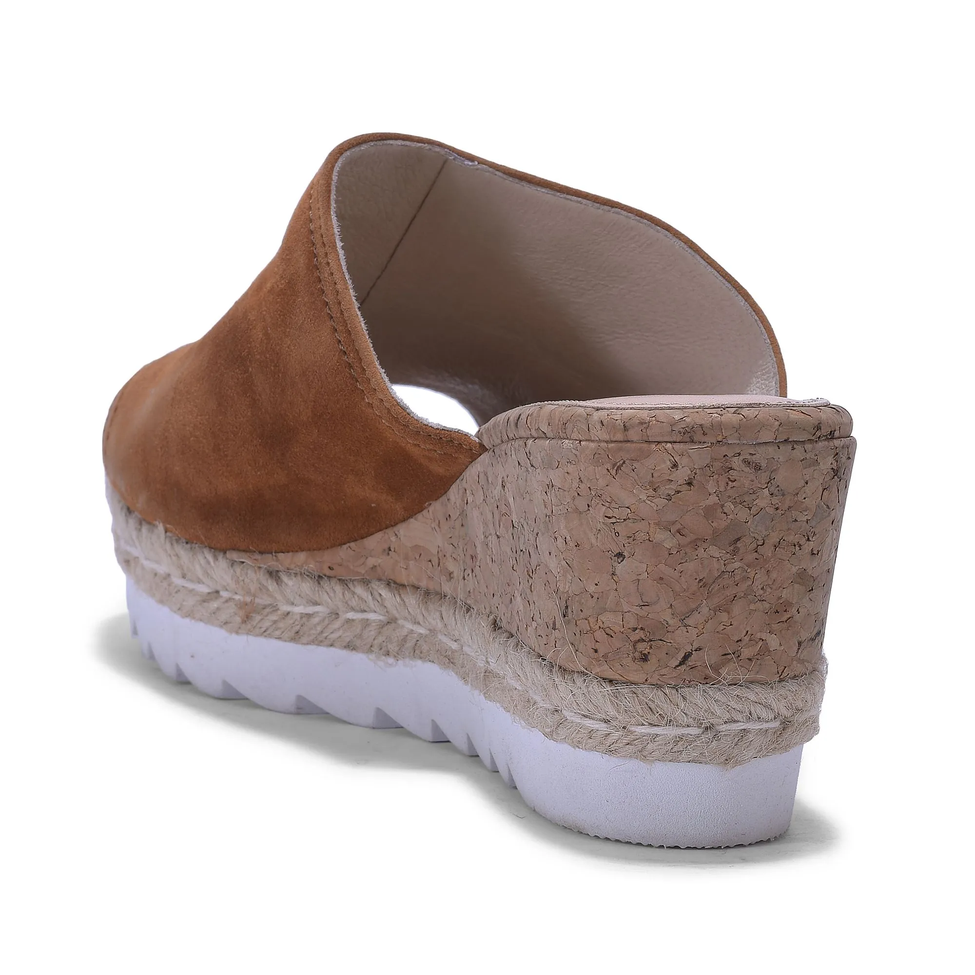 TAN wedge heel sandals for women - Thumbnail 5