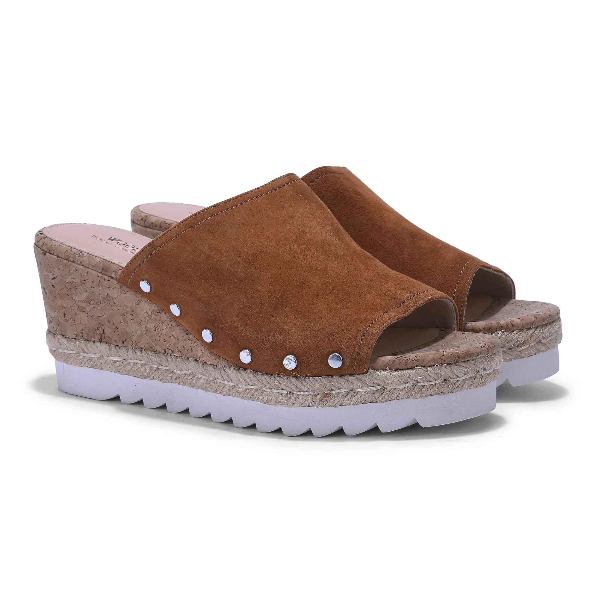 TAN wedge heel sandals for women - Thumbnail 6