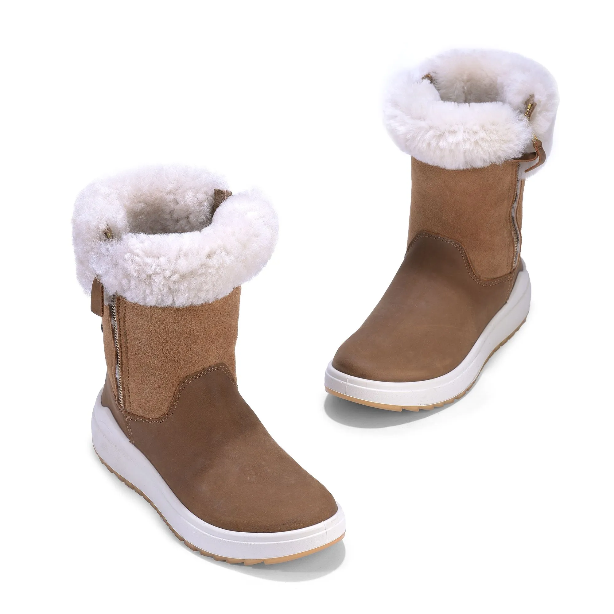 Brown mid-calf boot for women - Thumbnail 2