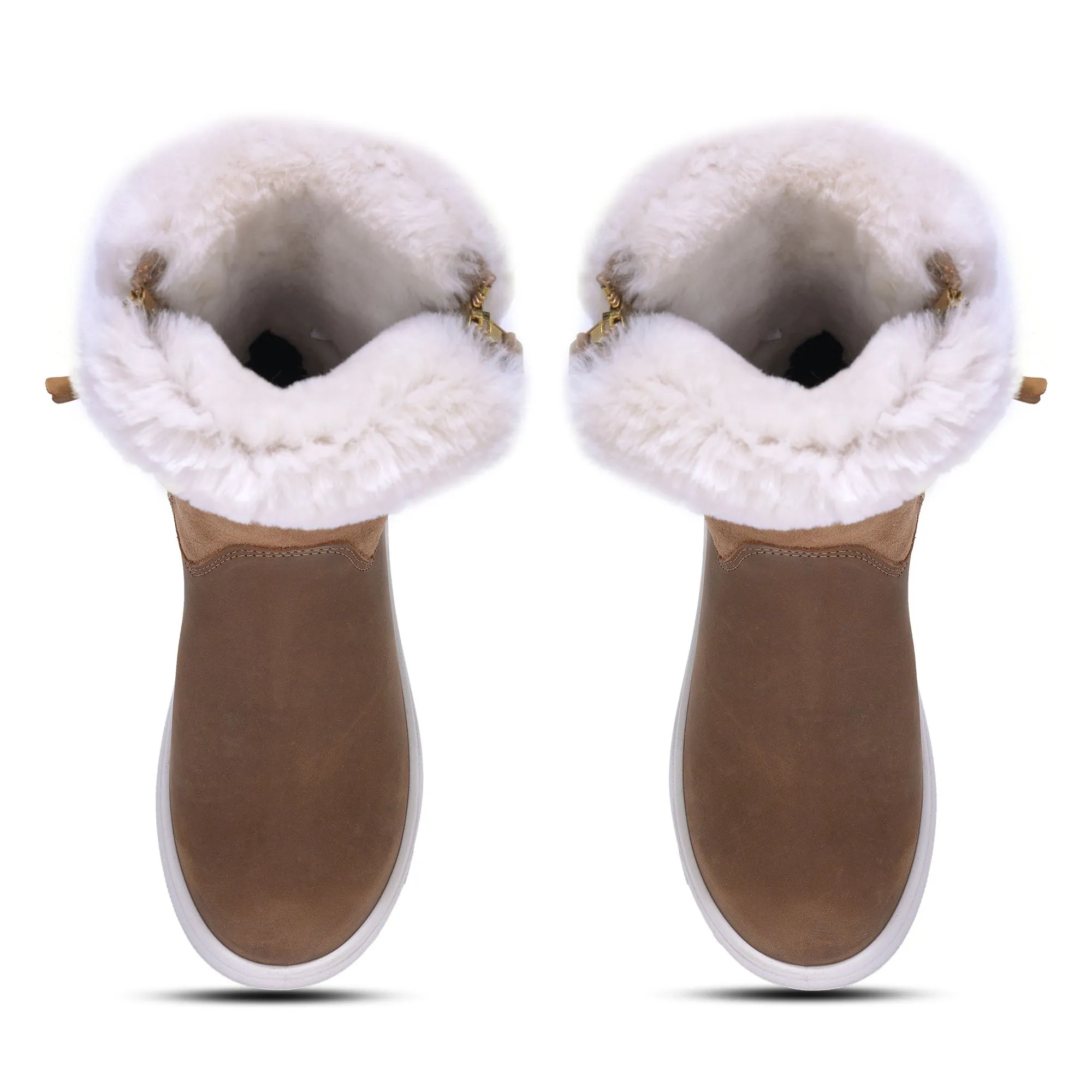 Brown mid-calf boot for women - Thumbnail 3