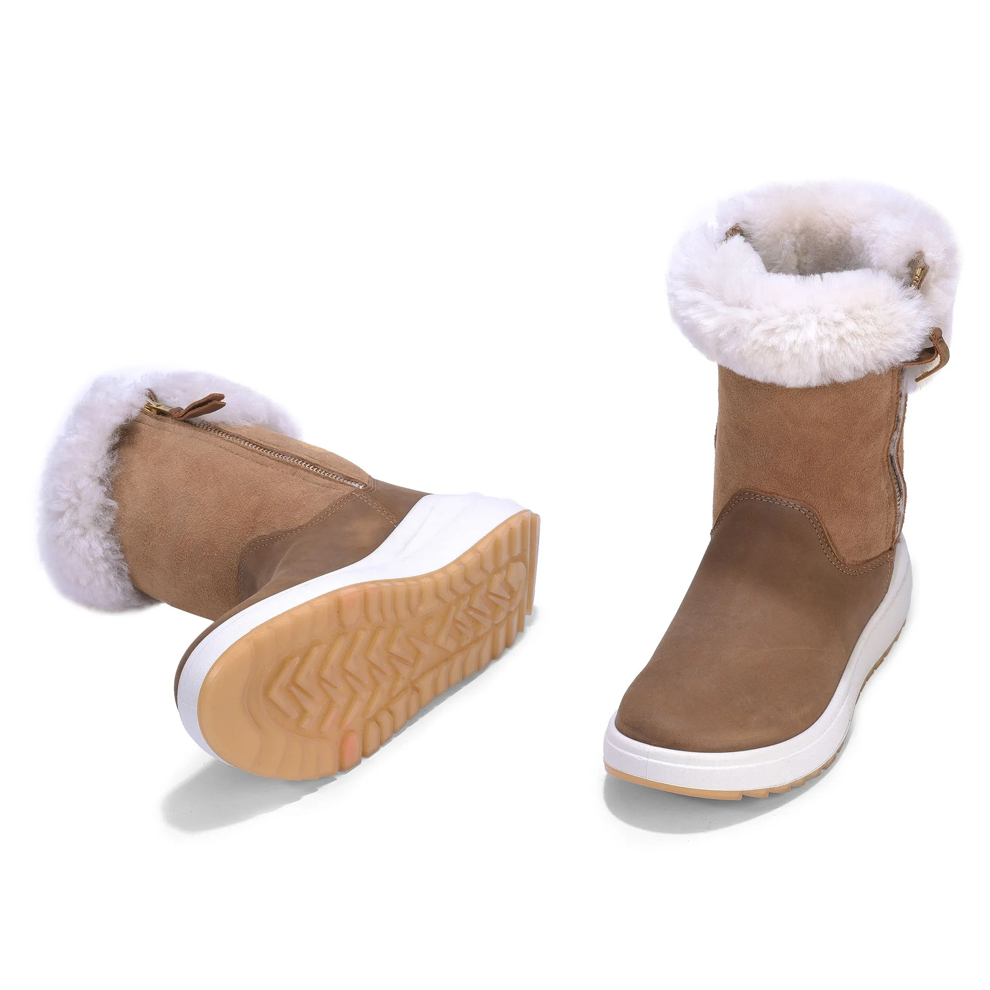 Brown mid-calf boot for women - Thumbnail 4