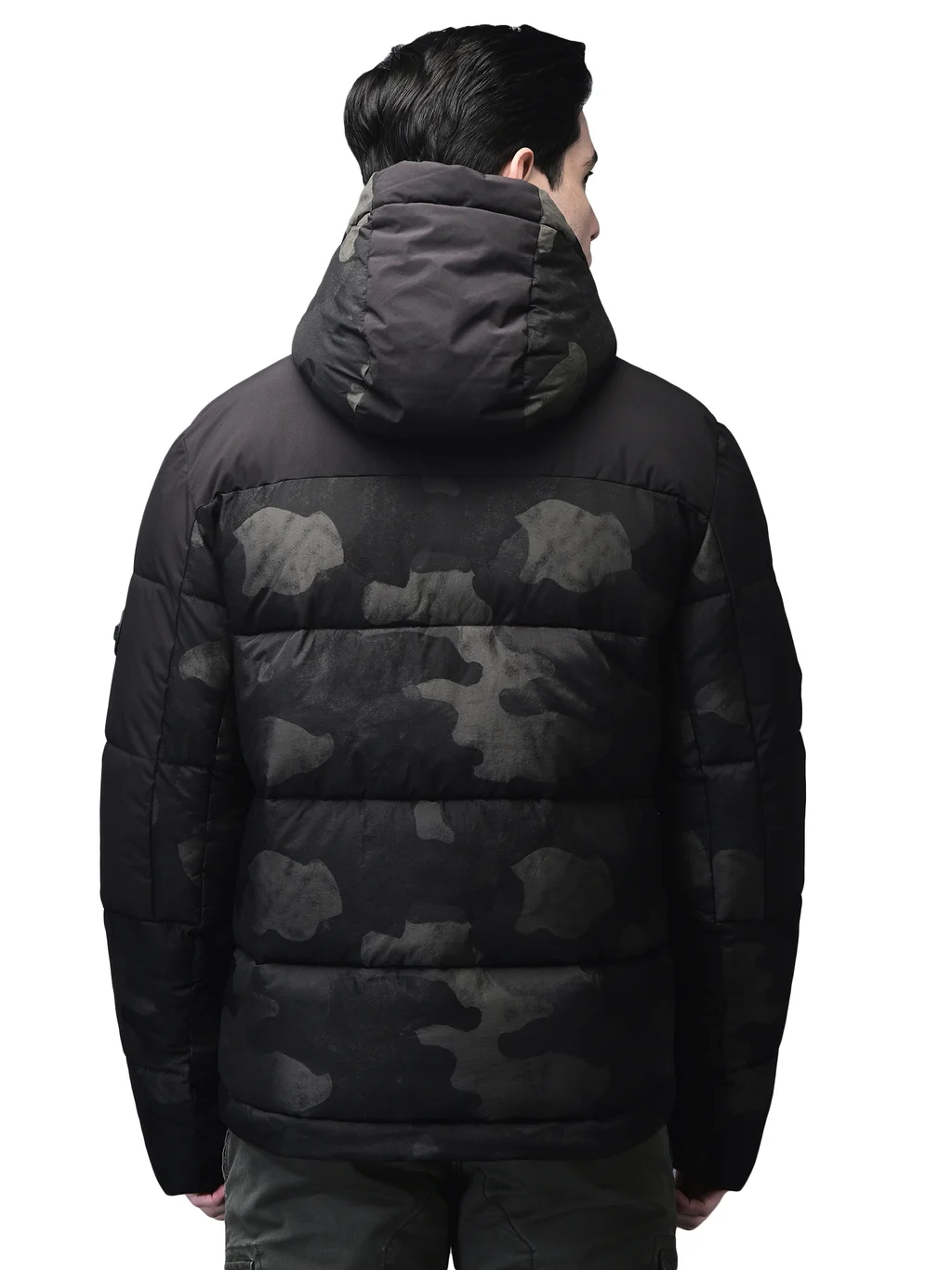 Camouflage green jacket for men with hood - Thumbnail 7