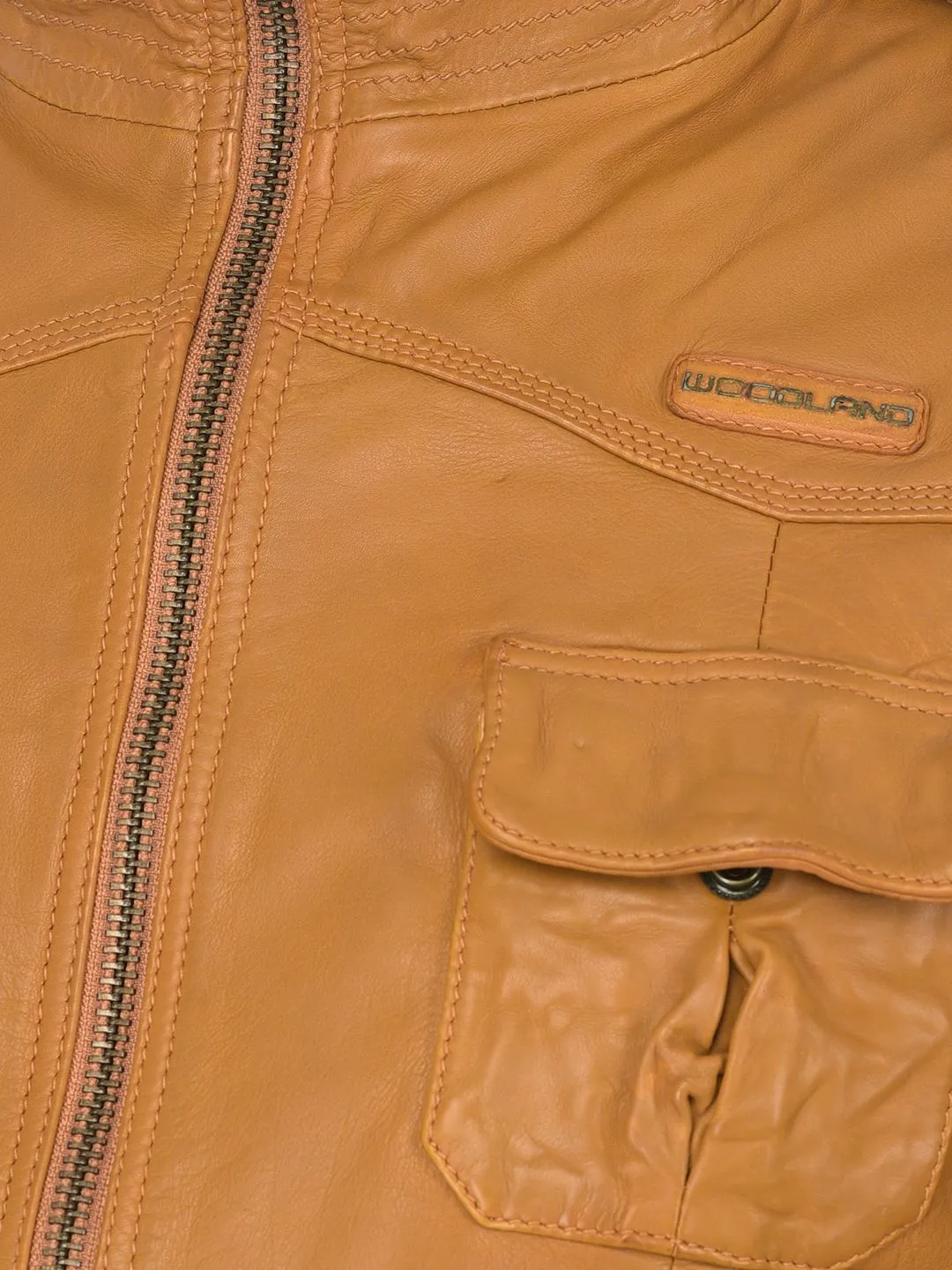 Camel leather jacket for men - Thumbnail 4