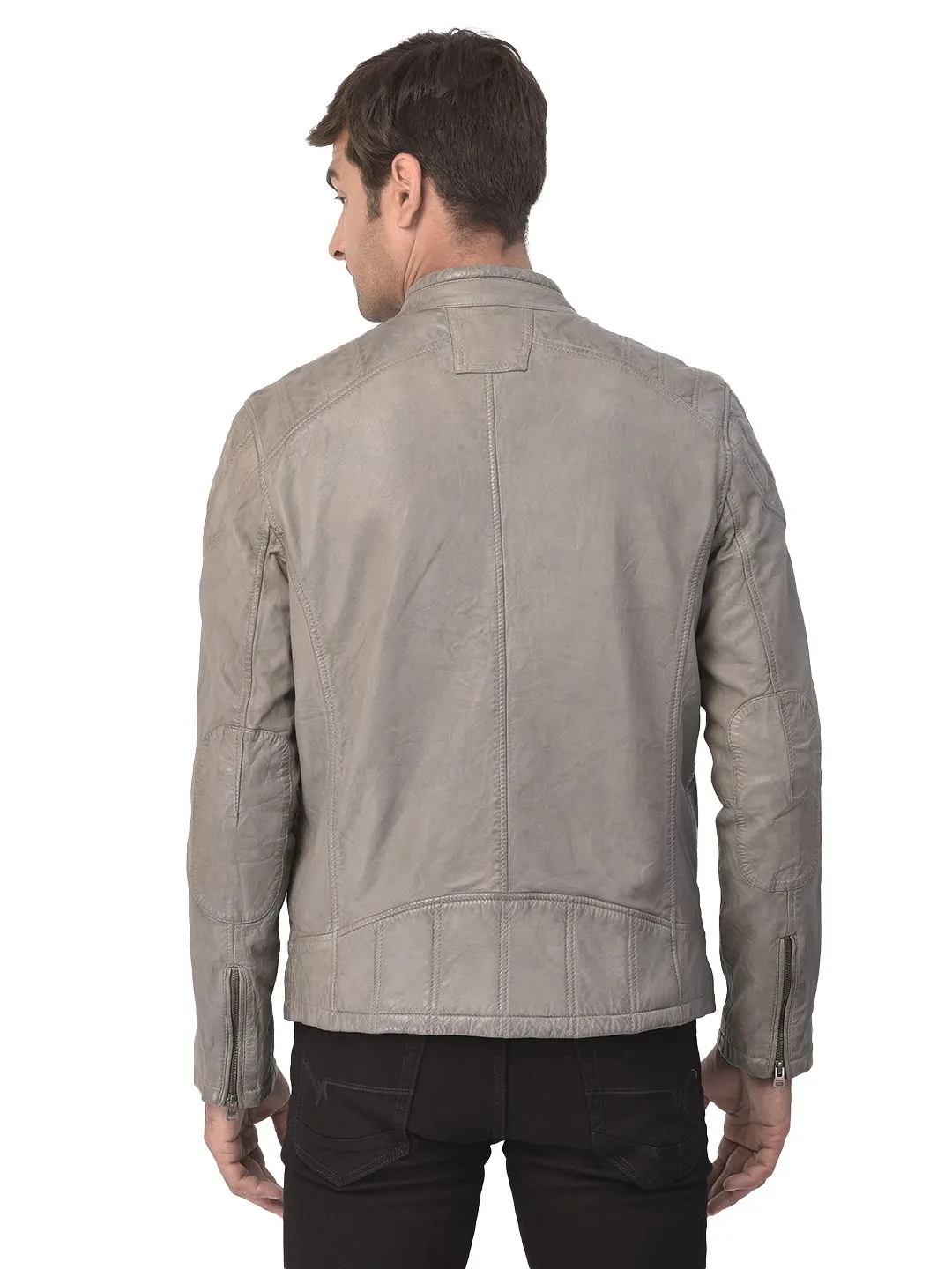 Light grey Leather jacket - Thumbnail 7