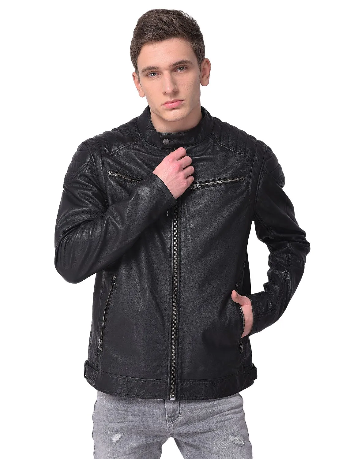 Black leather jacket - Thumbnail 2