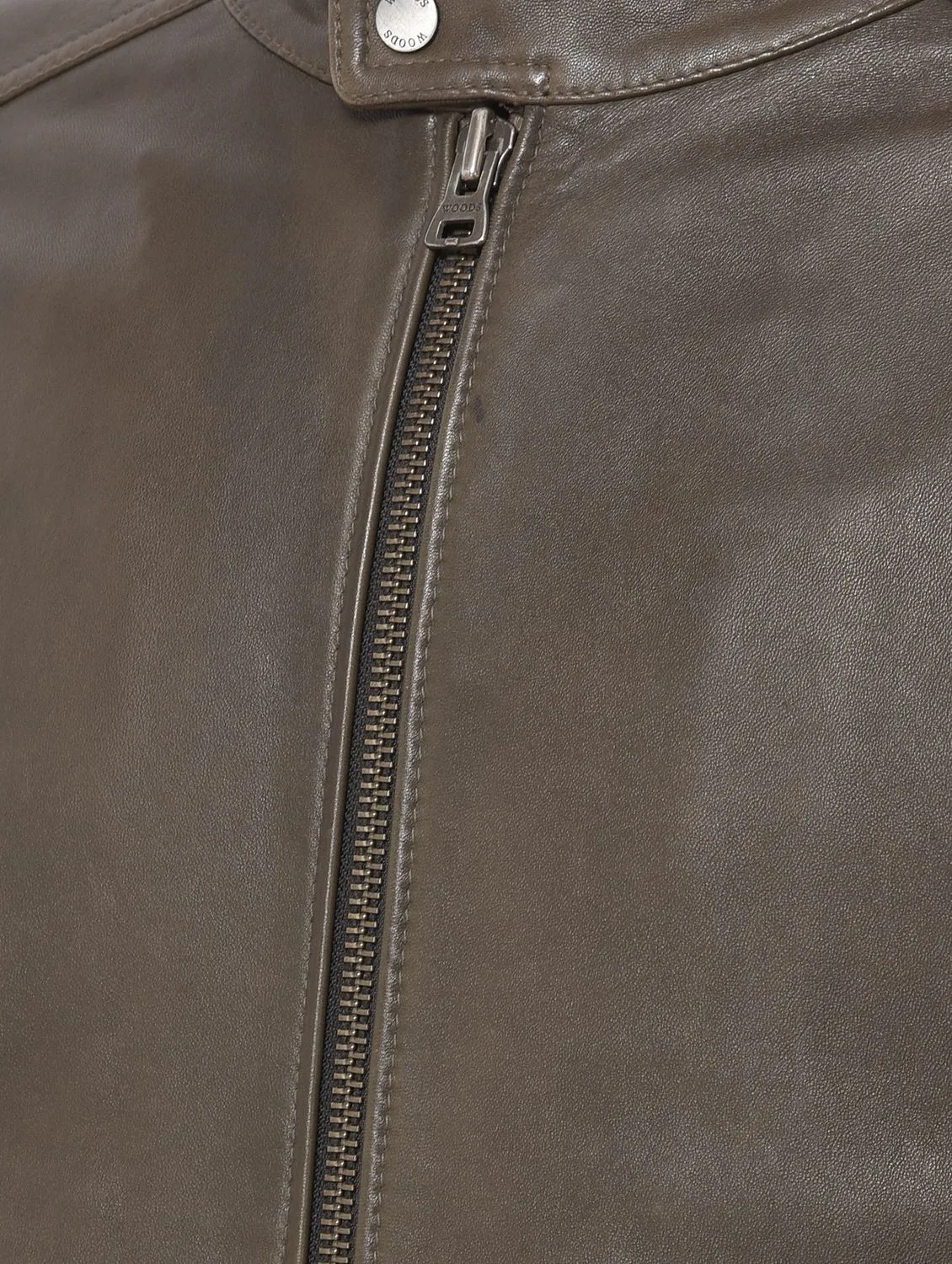 Olive leather jacket for men - Thumbnail 4