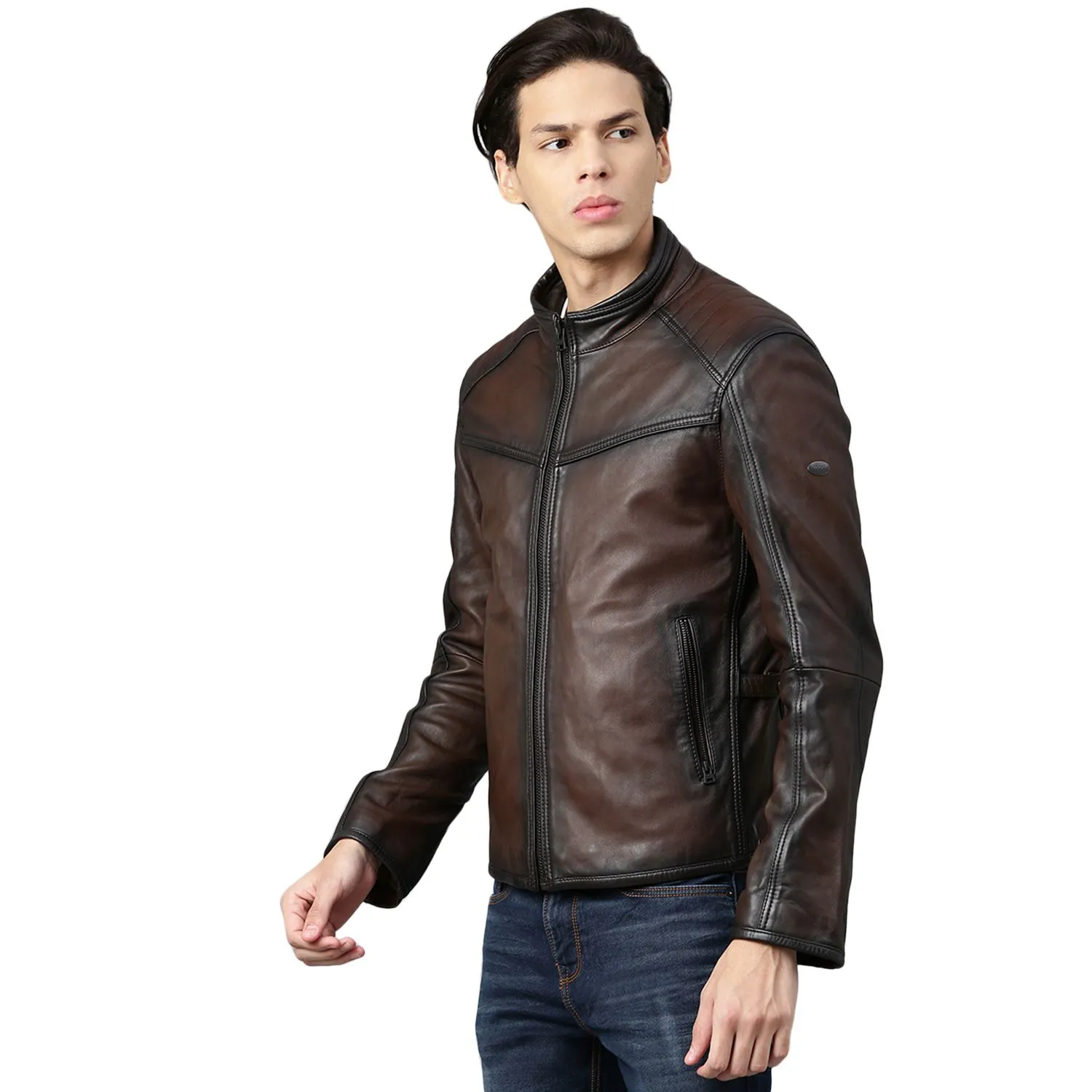 Brown Leather Jacket for men - Thumbnail 2