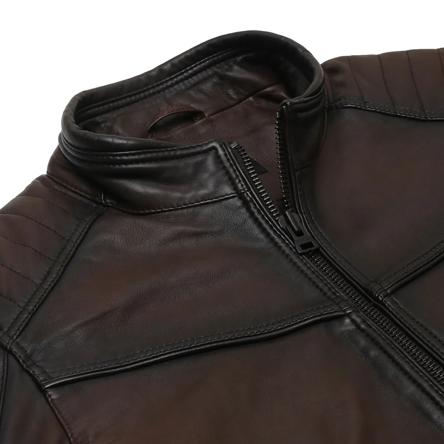 Brown Leather Jacket for men - Thumbnail 4