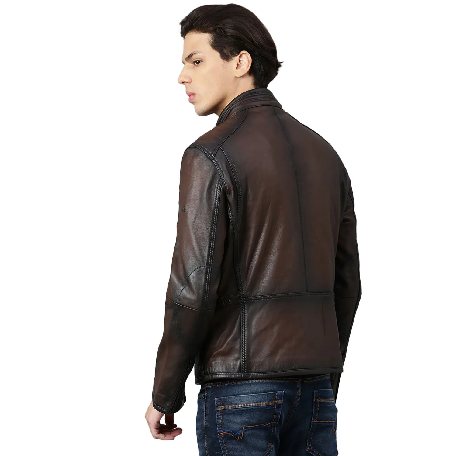 Brown Leather Jacket for men - Thumbnail 7