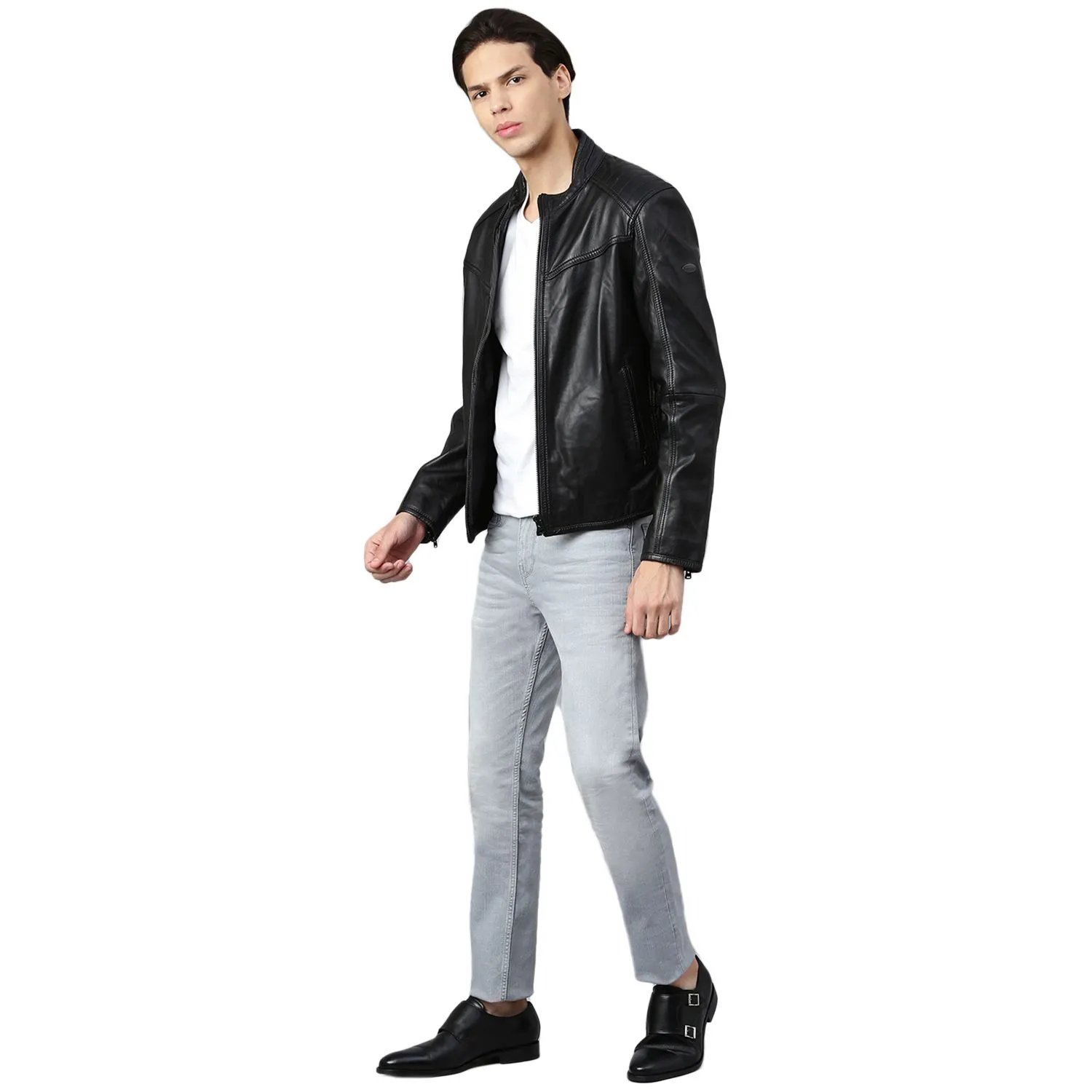 Black Leather Jacket for men - Thumbnail 8