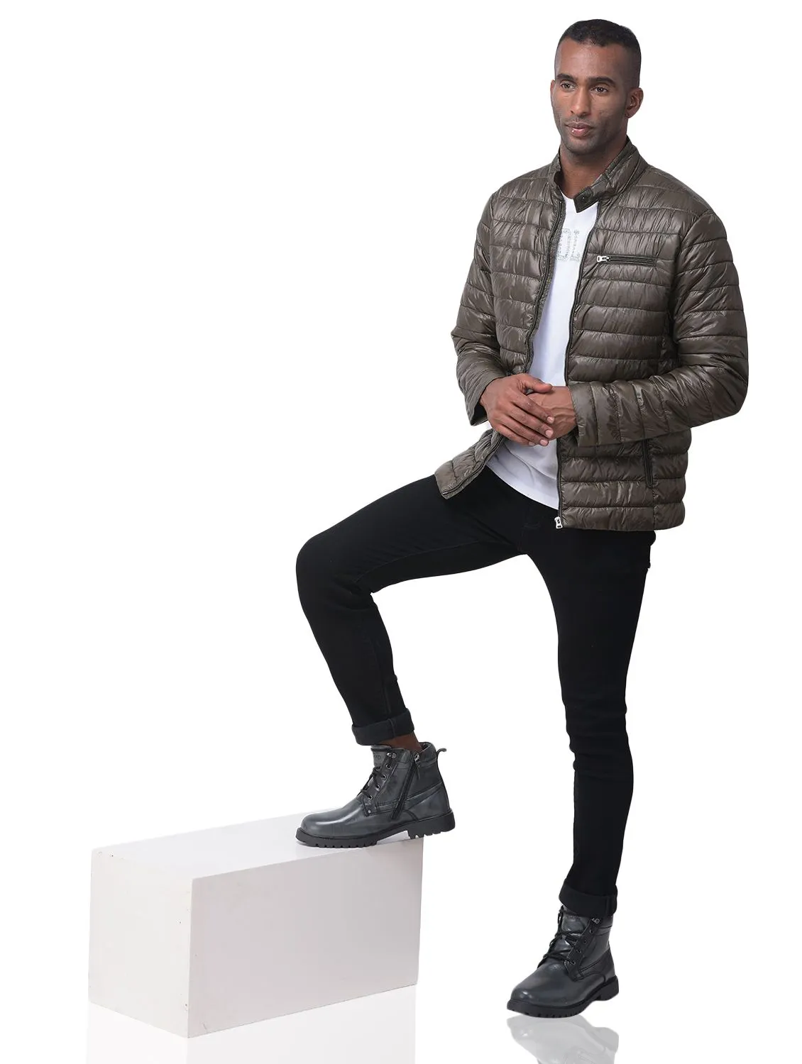 Olive quilted jacket - Thumbnail 1