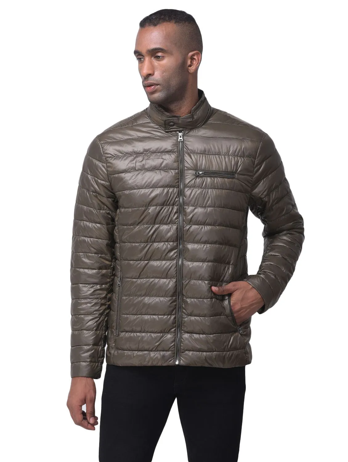 Olive quilted jacket - Thumbnail 2