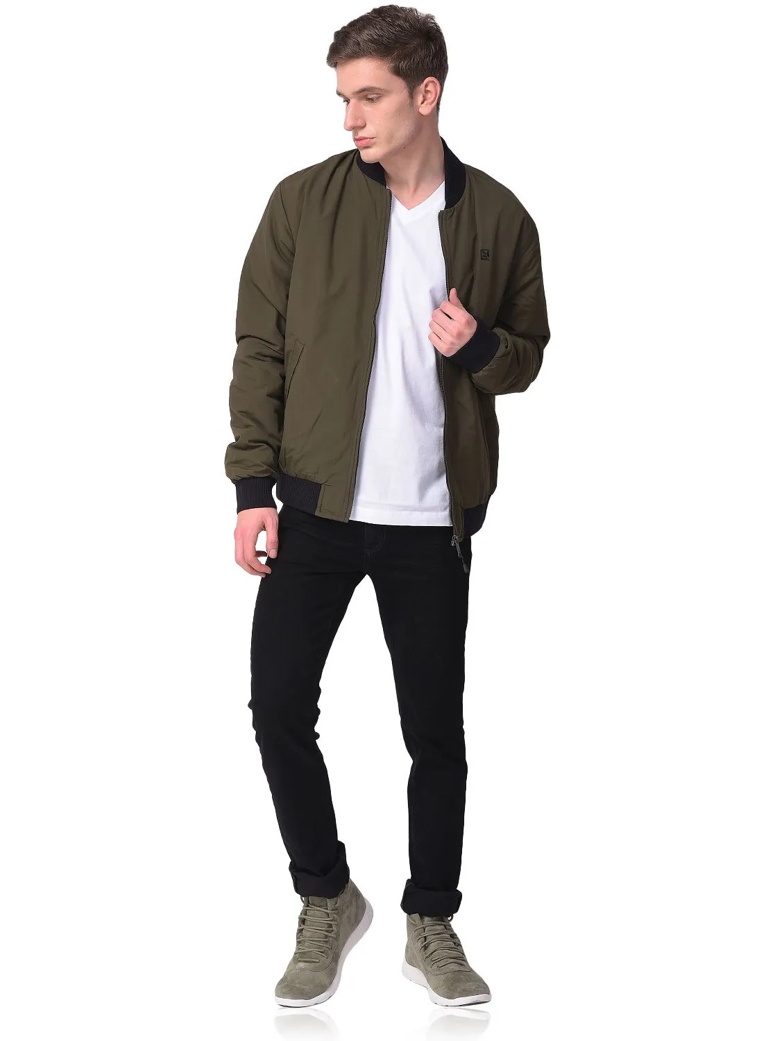 Olive night bomber jacket for men - Image 1
