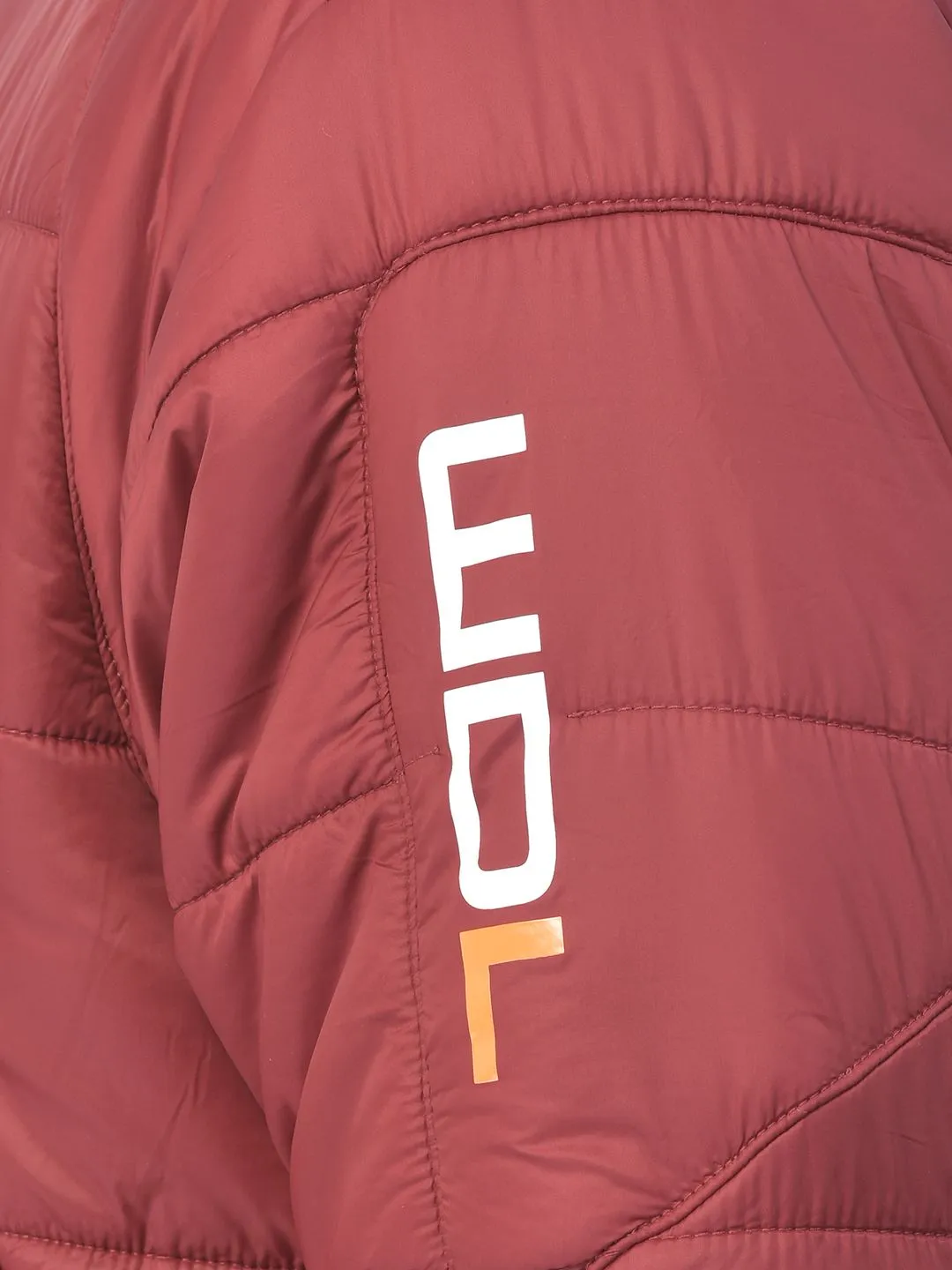 Burgundy Quilted Jacket for men - Thumbnail 4
