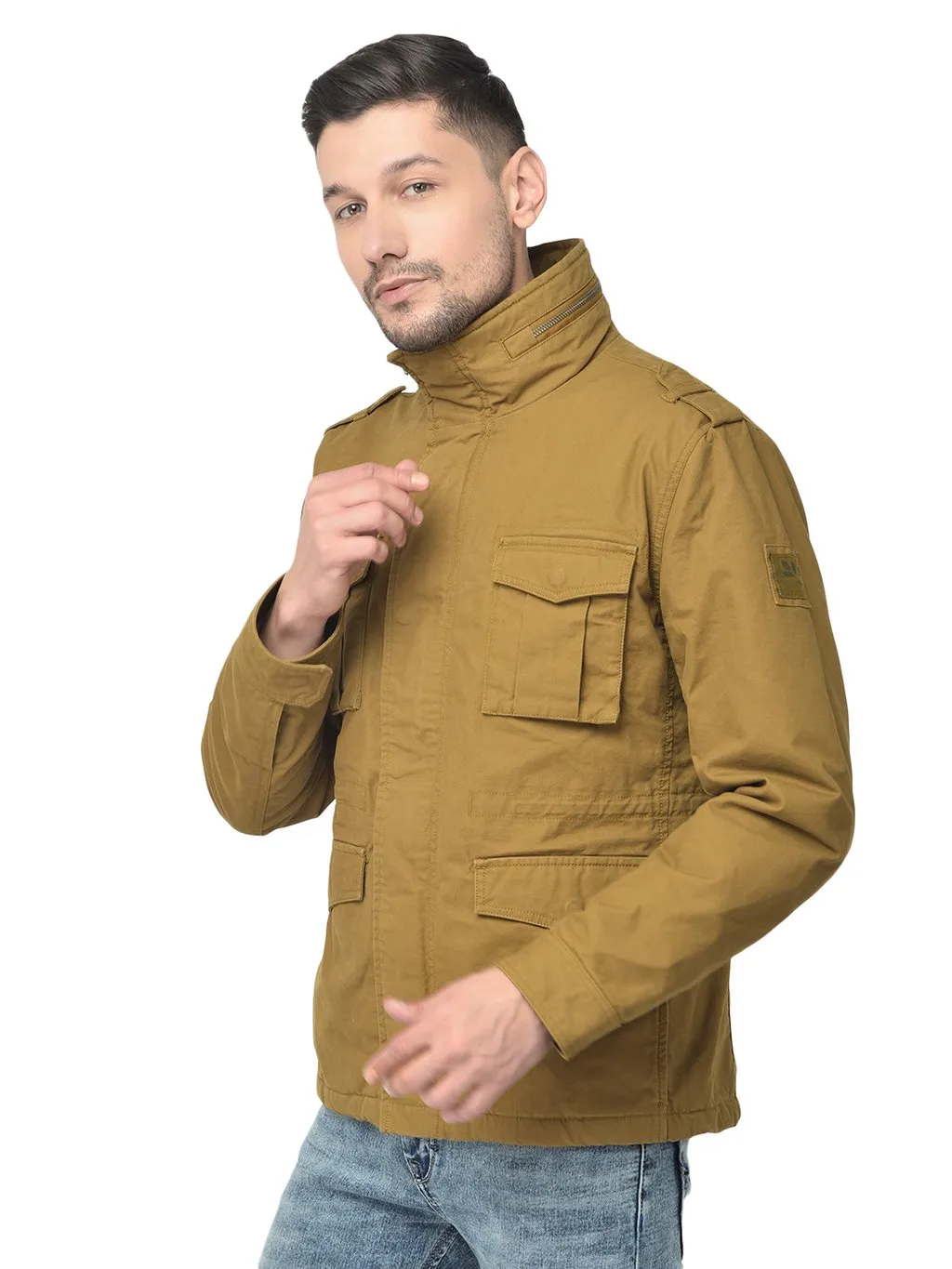 Camel Cotton Jacket for Men - Thumbnail 2