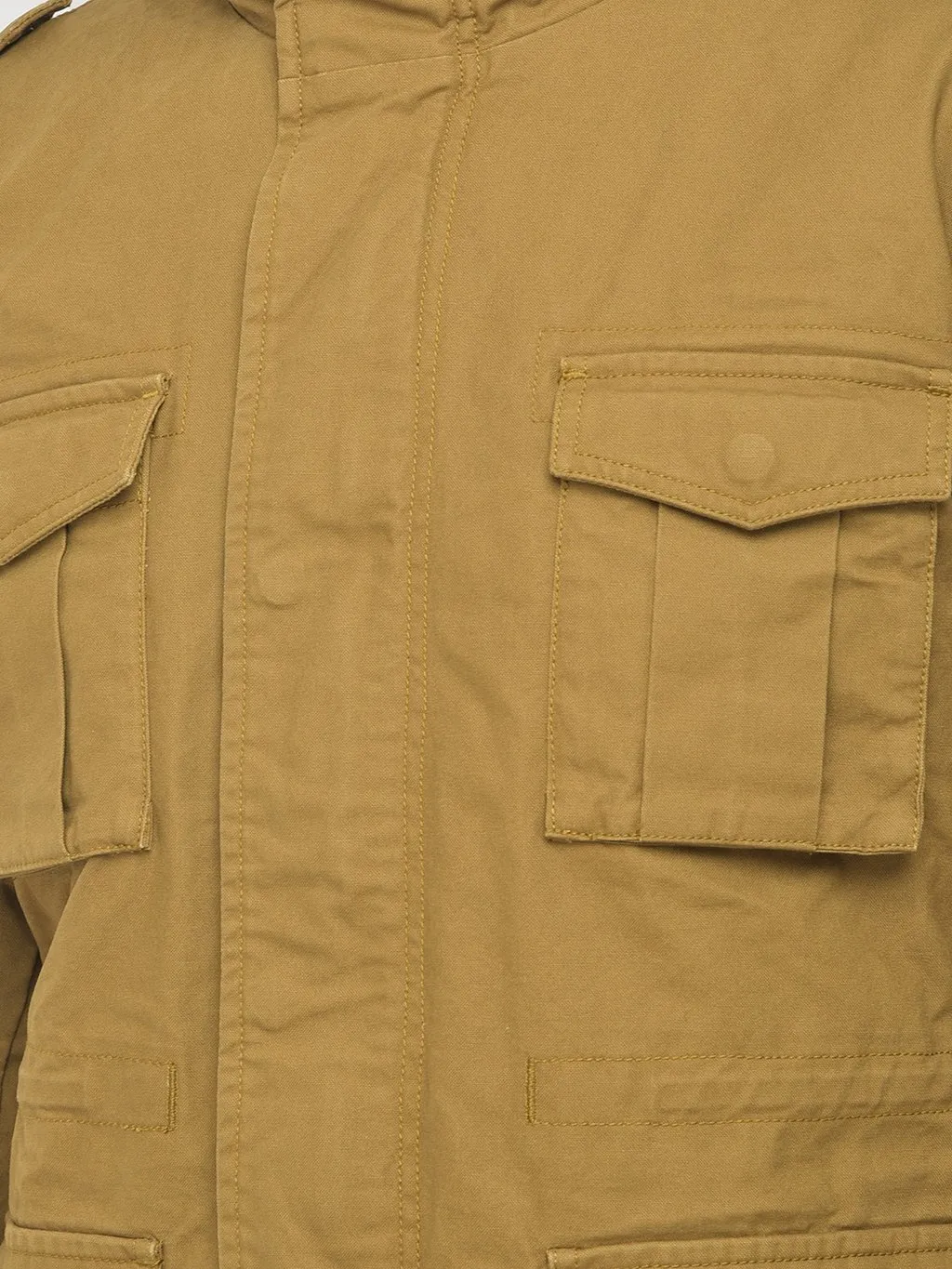 Camel Cotton Jacket for Men - Thumbnail 4