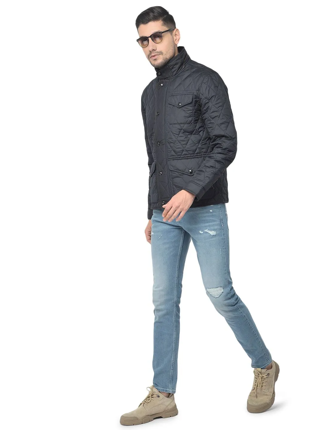 Woods Navy Full sleeve Fake Down Jacket - Thumbnail 6