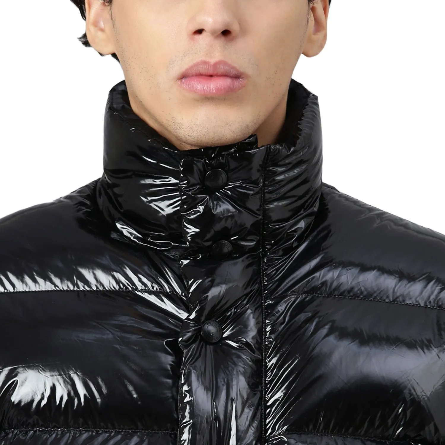 Black PU coated Down Jacket for men - Thumbnail 6