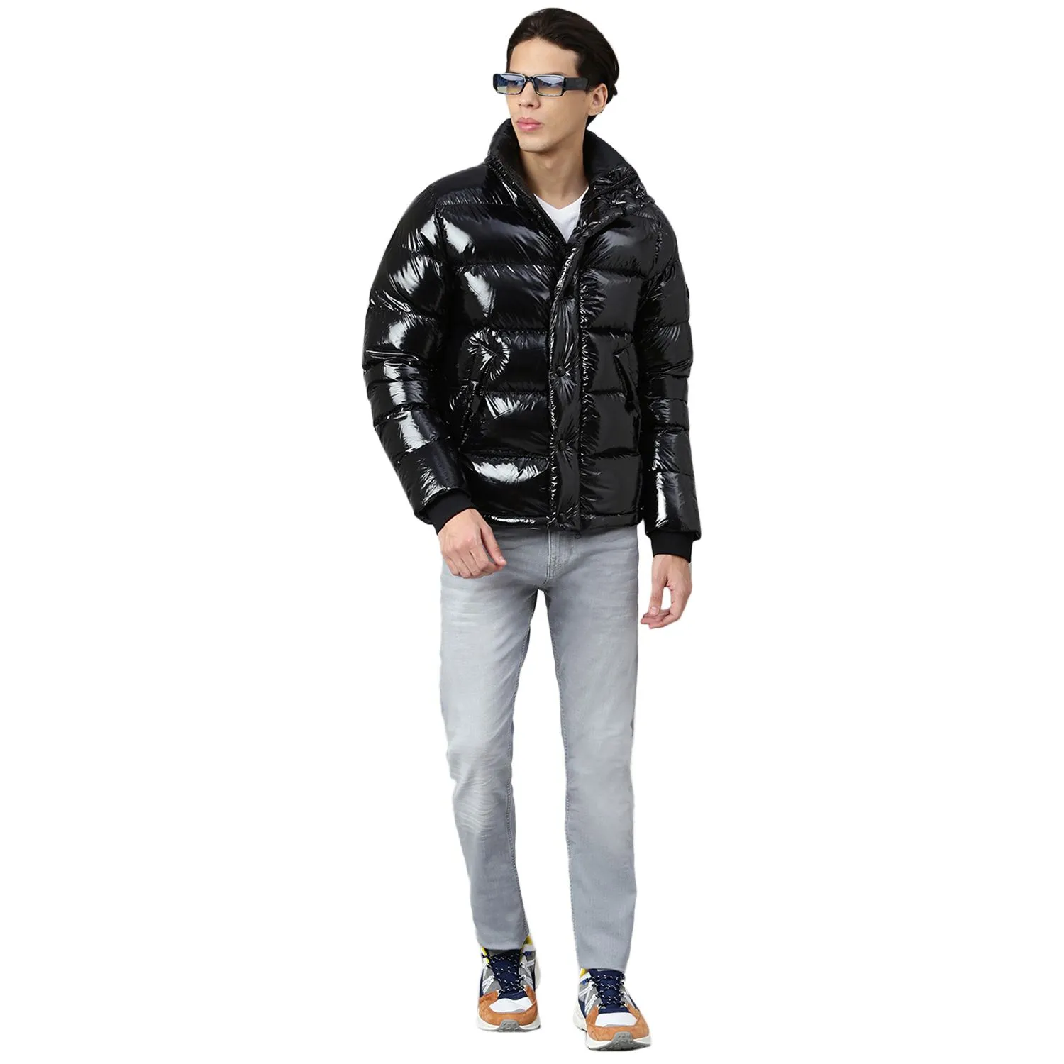 Black PU coated Down Jacket for men - Thumbnail 8