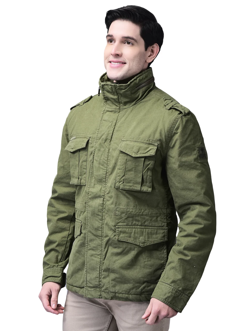 Khaki/ Green jacket for men - Thumbnail 2
