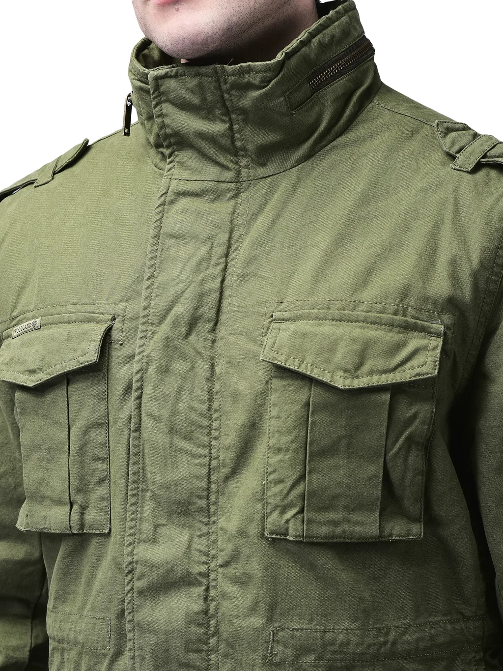 Khaki/ Green jacket for men - Thumbnail 4