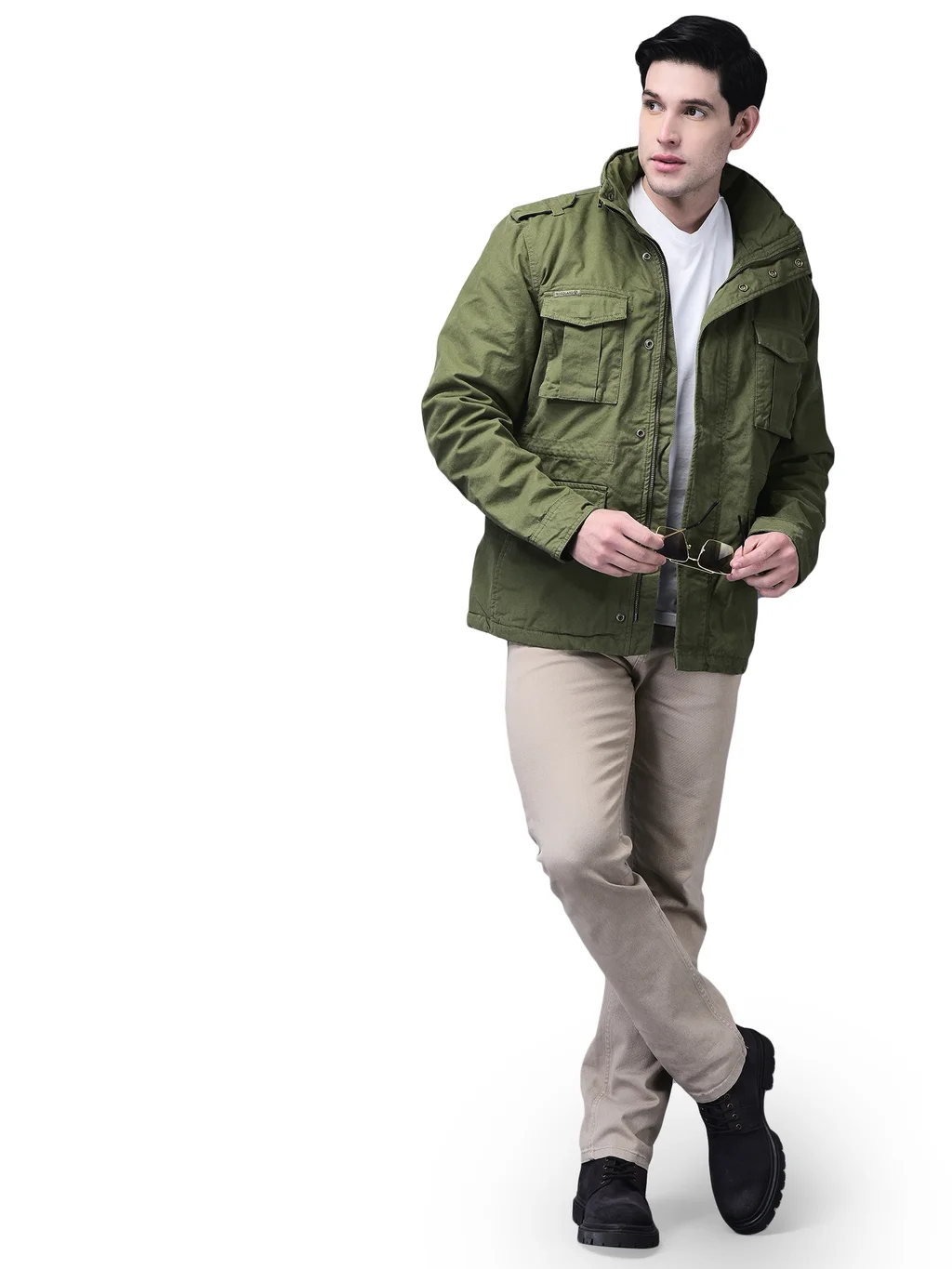 Khaki/ Green jacket for men - Thumbnail 8