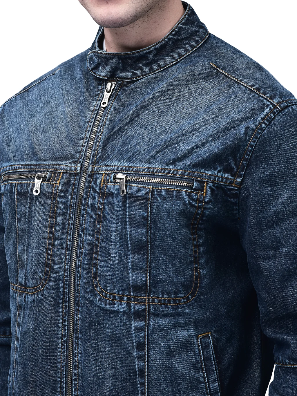 Indigo Blue FS Denim Jacket for Men Woodland Cotton - Thumbnail 4