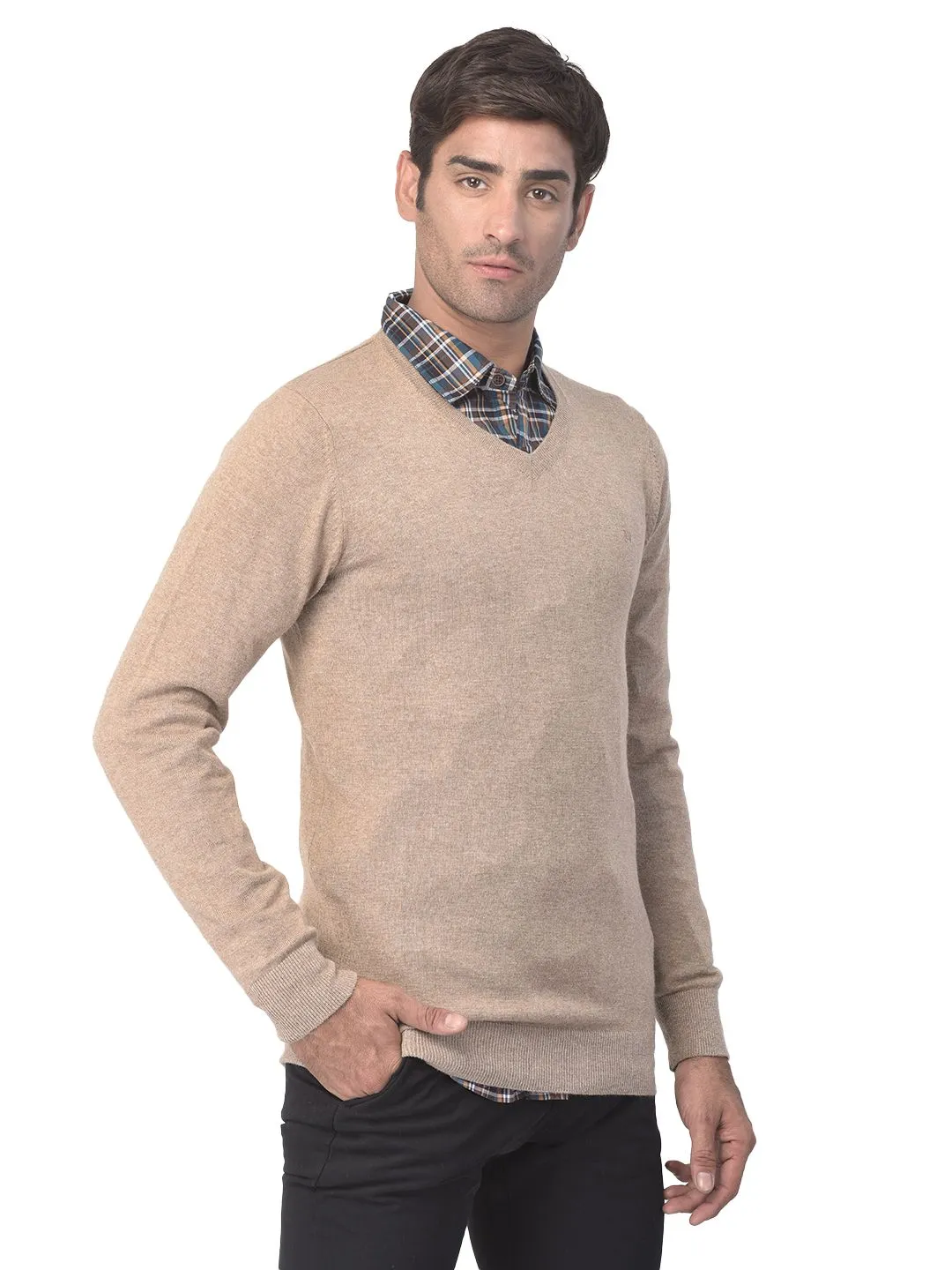 Beige sweater for men - Thumbnail 6